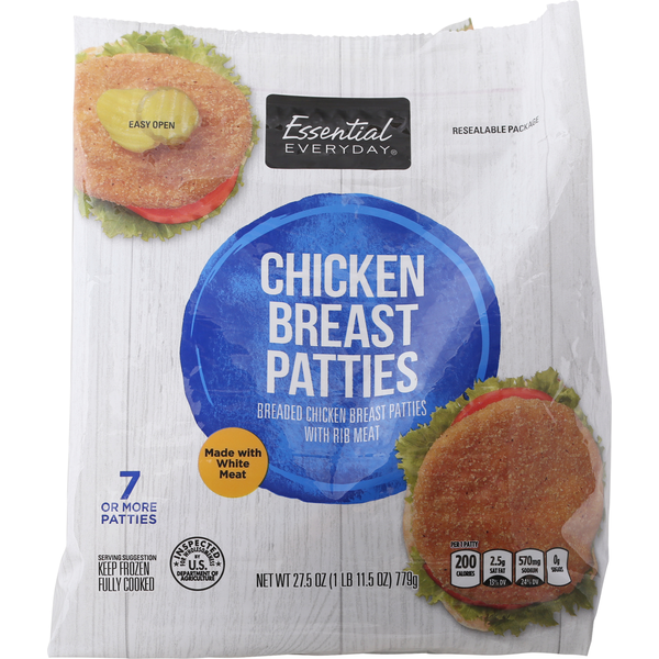 Packaged Poultry Essential Everyday Chicken Breast Patties hero