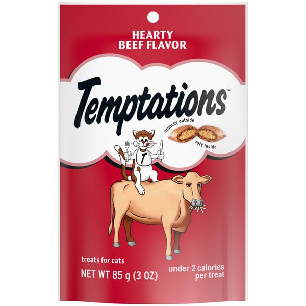 Cat Treats and Chews TEMPTATIONS Classic Crunchy and Soft Cat Treats, Hearty Beef Flavor hero