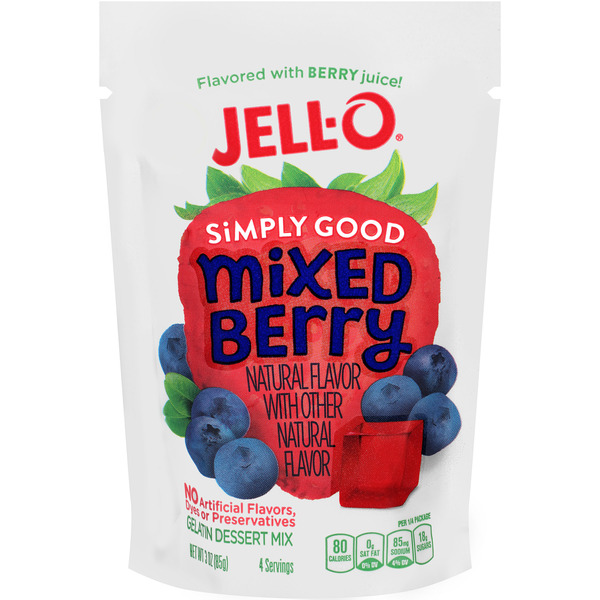 Doughs, Gelatins & Bake Mixes Jell-O Simply Good Mixed Berry Gelatin Mix hero