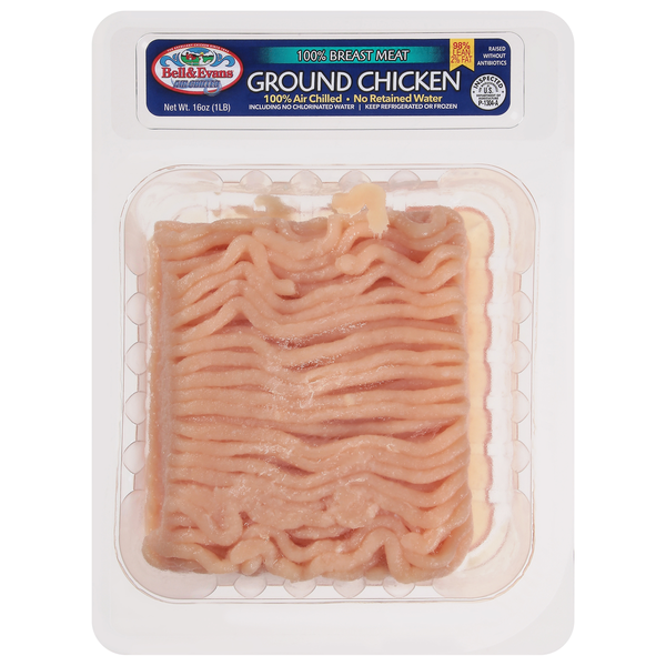 Packaged Poultry Bell & Evans 100% Breast Meat Ground Chicken hero