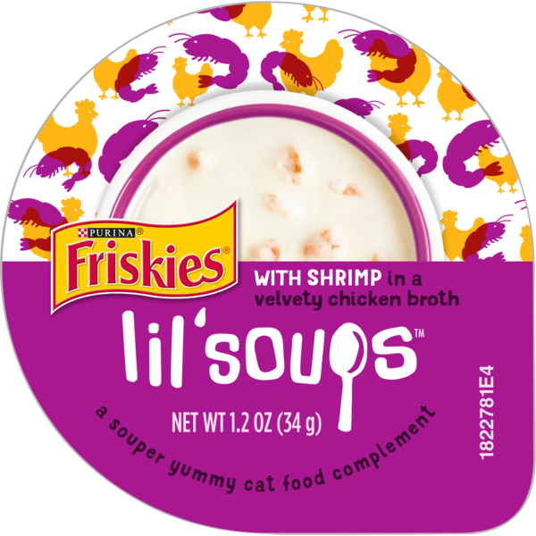 Cat Food Purina Friskies Natural, Grain Free Wet Cat Food Complement, Lil' Soups With Shrimp in Chicken Broth hero