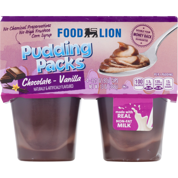 Doughs, Gelatins & Bake Mixes Food Lion Pudding Packs, Chocolate-Vanilla hero