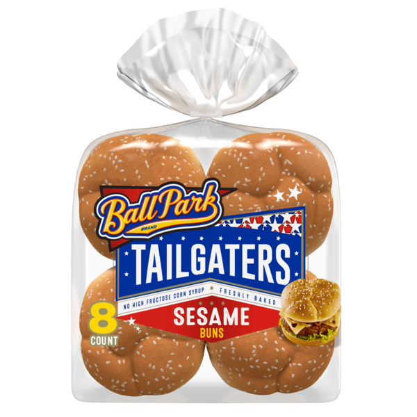 Buns & Rolls Ball Park Tailgaters, 8 count, Sesame Buns hero