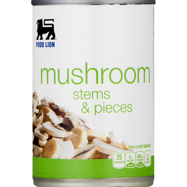 Canned & Jarred Vegetables Food Lion Mushroom, Stems & Pieces hero