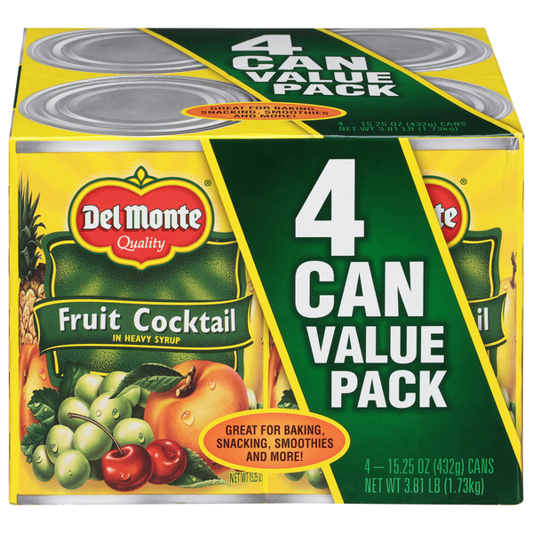 Canned Fruit & Applesauce Del Monte Fruit Cocktail, Value Pack hero