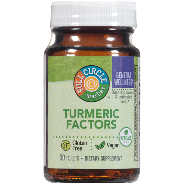 Vitamins & Supplements Full Circle Turmeric Factors Supports Immune & Antioxidant Health Herbals Dietary Supplement Vegan Tablets hero