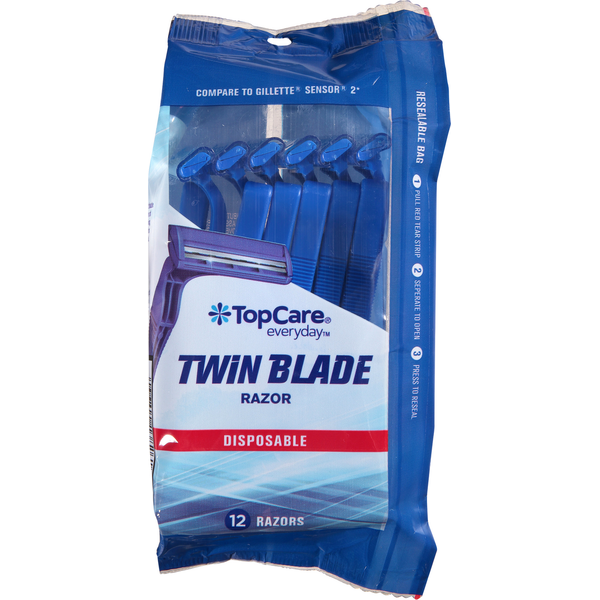 Shave Needs TopCare Razor, Twin Blade, Disposable hero