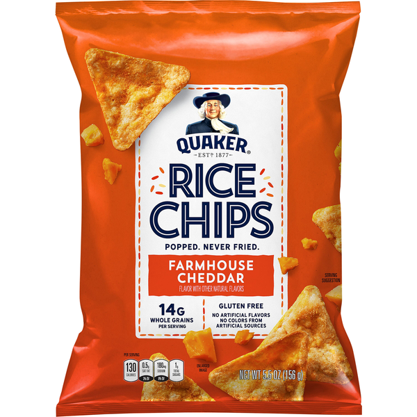 Chips & Pretzels Quaker Rice Chips, Farmhouse Cheddar hero