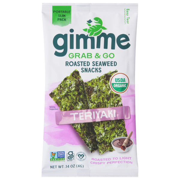 gimMe Seaweed Snacks, Roasted, Teriyaki, Grab & Go, Portable Slim Pack hero