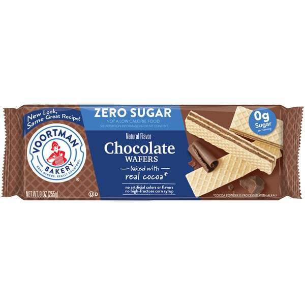 Cookies & Cakes Voortman Bakery Wafers, Zero Sugar, Chocolate hero