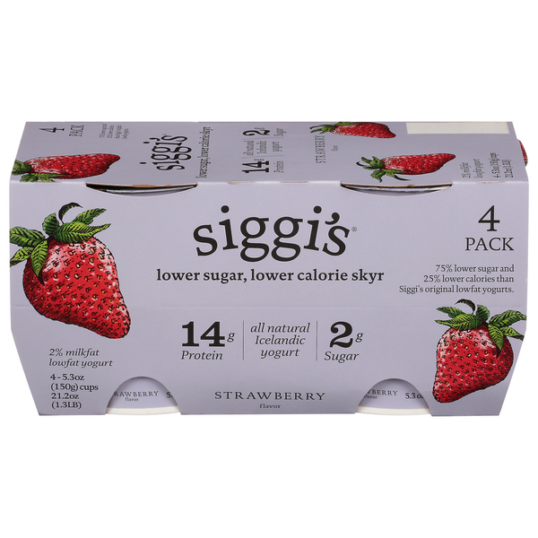 Siggi's Yogurt, Lowfat, Strawberry Flavor, 4 Pack hero