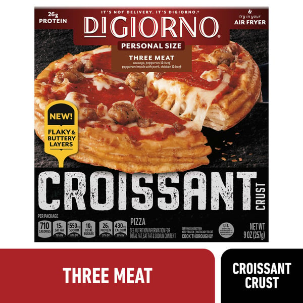 DiGiorno Us Personal Size Croissant Crust Three Meat Frozen Pizza hero