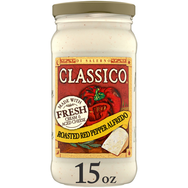 Pasta Sauce Classico Roasted Red Pepper Alfredo Pasta Sauce hero