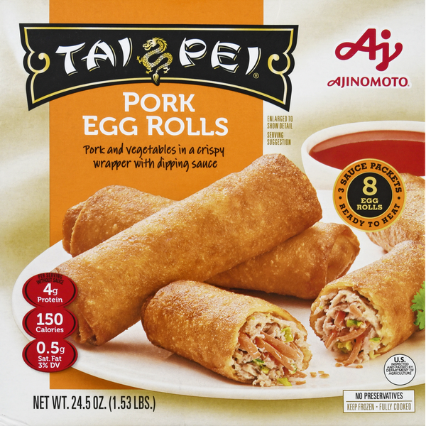 Frozen Appetizers & Sides Ajinomoto Tai Pei Egg Rolls, Pork hero