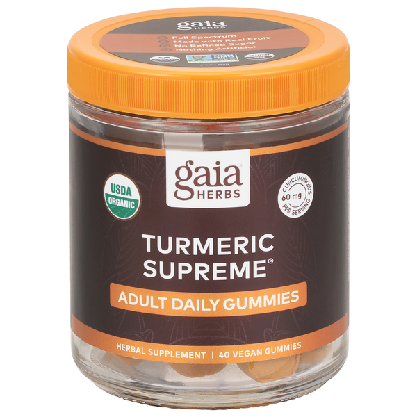 Miscellaneous Gaia Herbs Turmeric Supreme, Adult Daily, Vegan Gummies hero