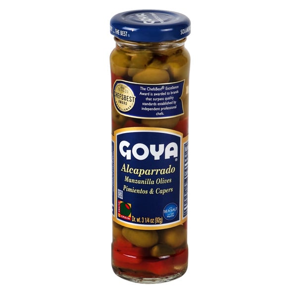 Pickles, Peppers & Olives Goya Alcaparrado, Manzanilla Olives, Pimientos & Capers hero