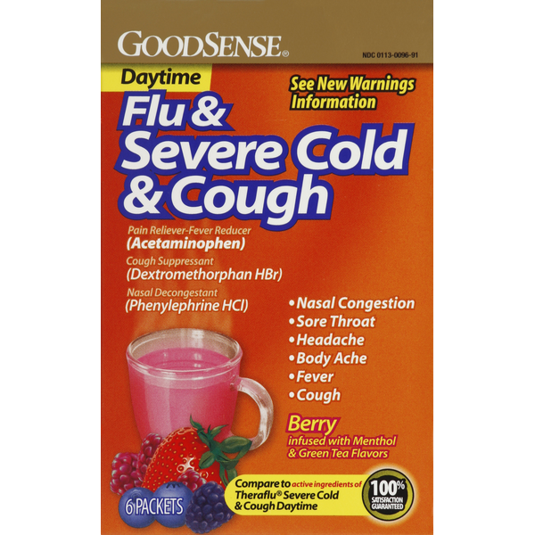 Cold, Flu & Allergy Good Sense Flu & Severe Cold & Cough, Daytime, Berry hero