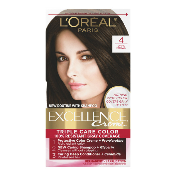 Hair Care L'Oreal Creme Permanent Triple Care Hair Color, 4 Dark Brown hero