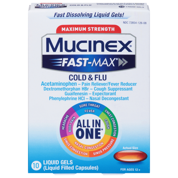 Mucinex Cold & Flu, Maximum Strength, Liquid Gels hero