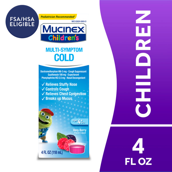 Cold, Flu & Allergy Mucinex Children's Multi-Symptom Cold Liquid, Very Berry hero