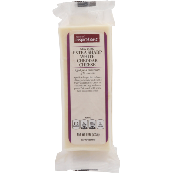 Specialty Cheeses Taste of Inspirations Cheddar Cheese, White, Extra Sharp, New York hero