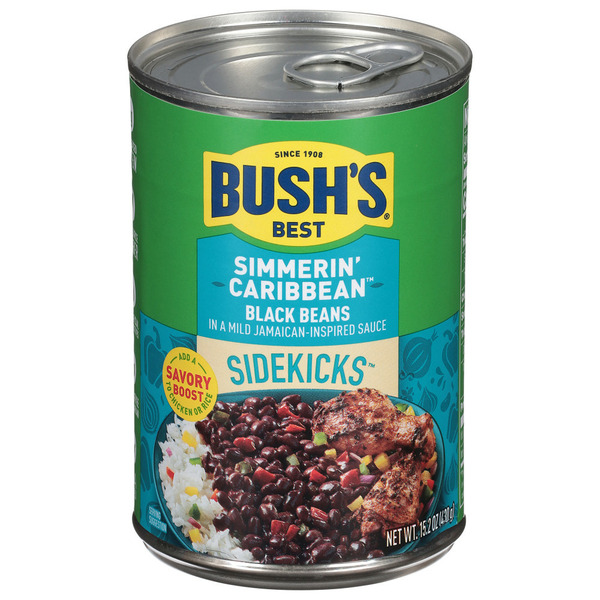 Canned Meals & Beans Bush's Best Sidekicks Simmerin' Caribbean Black Beans hero