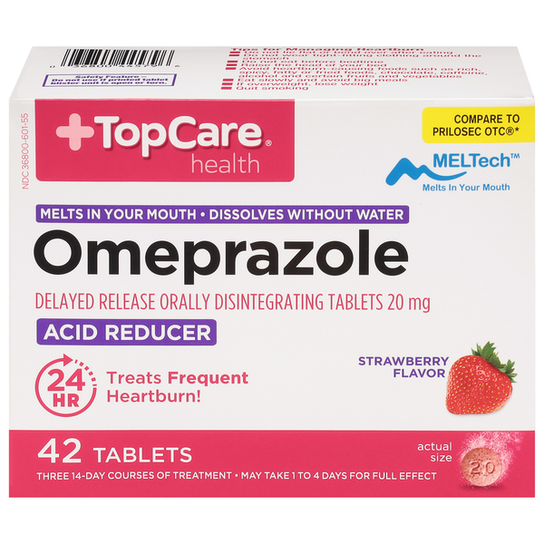 Digestion TopCare Omeprazole, 20 mg, Tablets, Strawberry Flavor hero