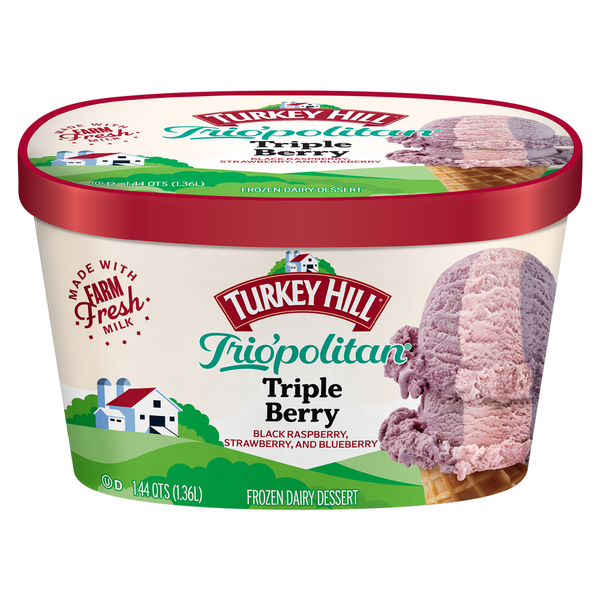 Ice Cream & Ice Turkey Hill Frozen Dairy Dessert, Triple Berry hero