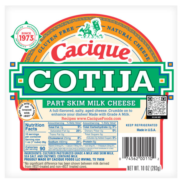 Packaged Cheese Cacique Cheese, Part Skim Milk, Cotija hero