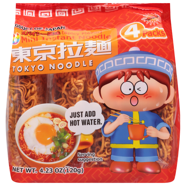 Asian Foods Tokyo Noodle Instant Noodle, Spicy Flavor, Mini, 4 Packs hero