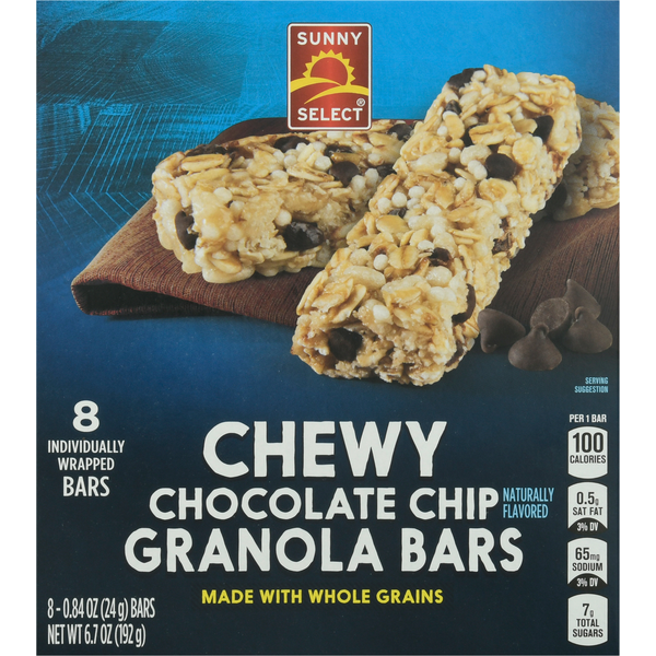 Sunny Select Granola Bars, Chocolate Chip, Chewy hero