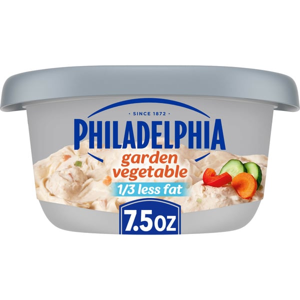 Other Creams & Cheeses Philadelphia Garden Vegetable Reduced Fat Cream Cheese Spread with a Third Less Fat hero