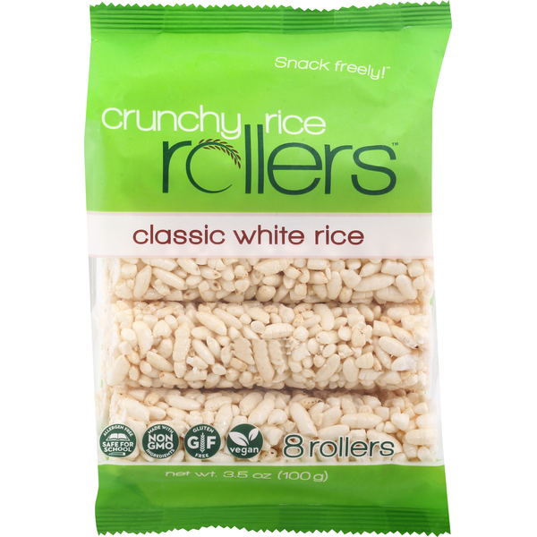 Crackers Friendly Grains Crunchy Rollers Rice Snacks, Classic White hero