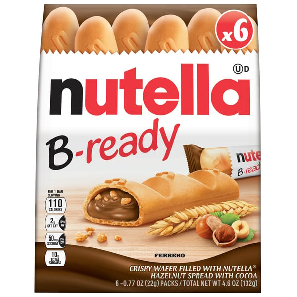 Cat Food & Care Nutella B-Ready Hazelnut Spread With Cocoa, Individually Wrapped Snack Bars, Snack Bar Pack hero