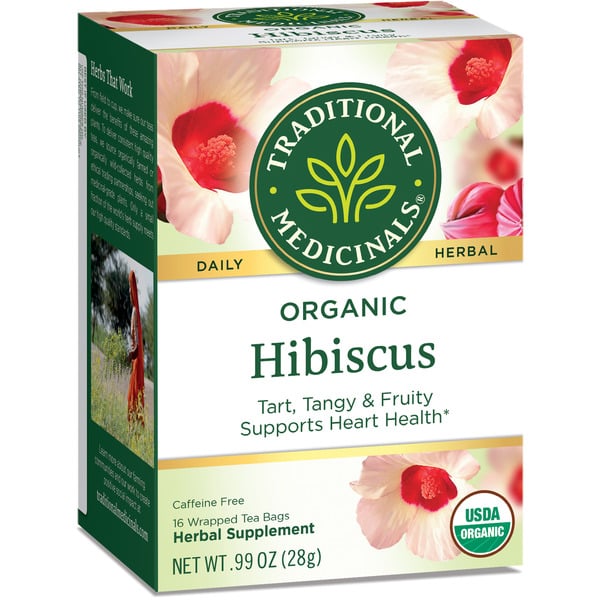 Tea Bags and Mixes Traditional Medicinals Organic Hibiscus, Caffeine Free Herbal Tea hero