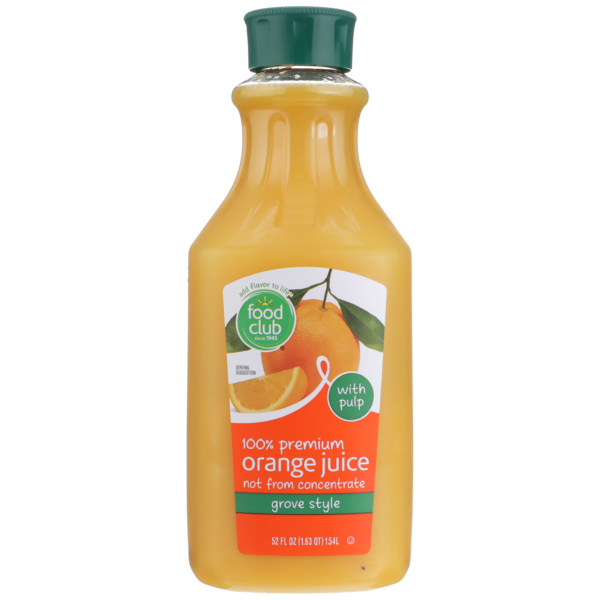 Juice & Nectars Food Club Grove Style 100% Premium Orange Juice hero