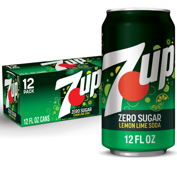 7UP Soda, Zero Sugar, Caffeine Free, Lemon Lime Flavored, 12 Pack hero