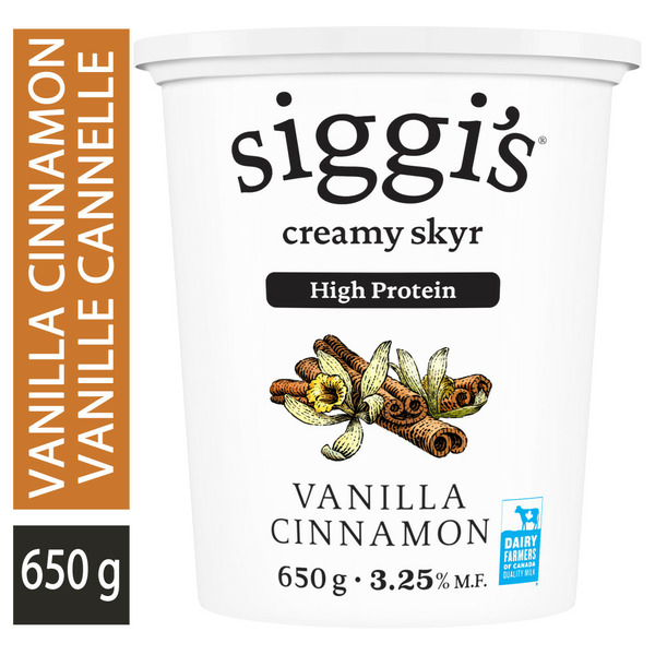 Yogurt Siggi's Creamy Skyr Yogurt Vanilla Cinnamon, High Protein, 3.25% hero