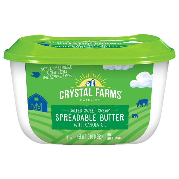 Butter Crystal Farms Spreadable Butter, with Canola Oil, Salted Sweet Cream hero