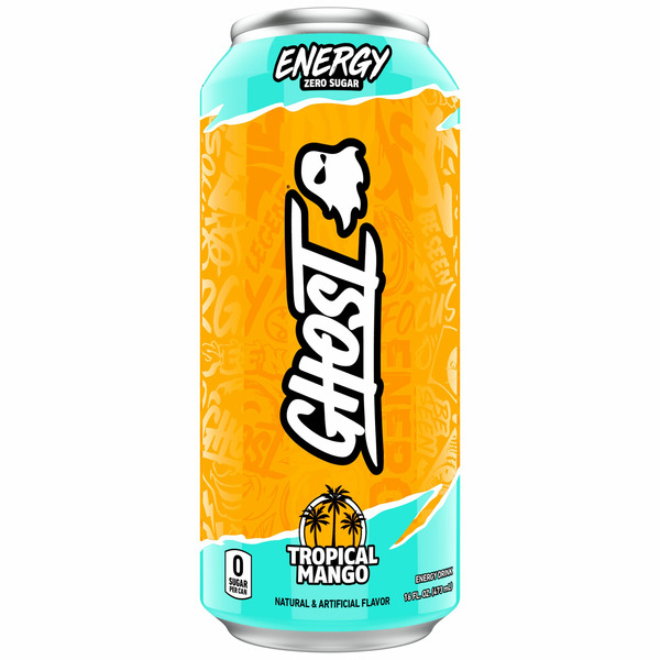 Energy Drinks GHOST Energy Drink, Zero Sugar, Tropical Mango, 12 Pack hero