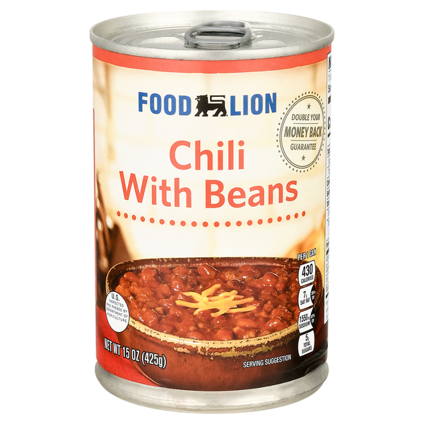 Canned Meals & Beans Food Lion Chili with Beans hero