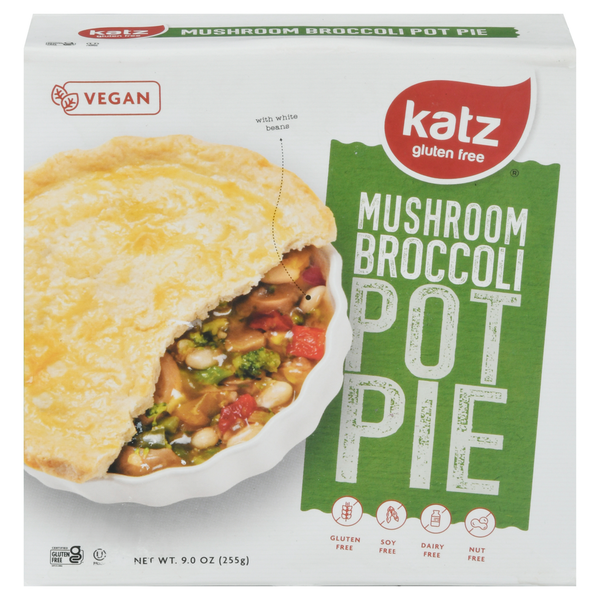 Frozen Meals Katz Pot Pie, Mushroom Broccoli hero