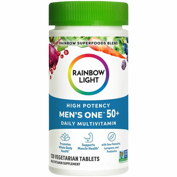 Men's Multivitamins Rainbow Light Men’S One 50+ High Potency Daily Multivitamin, Vegetarian, Gluten Free hero