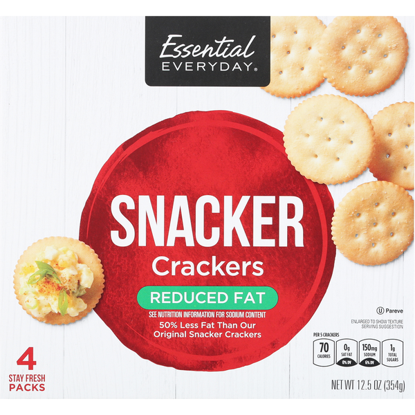 Crackers Essential Everyday Crackers, Reduced Fat, Snacker, Stay Fresh Packs hero