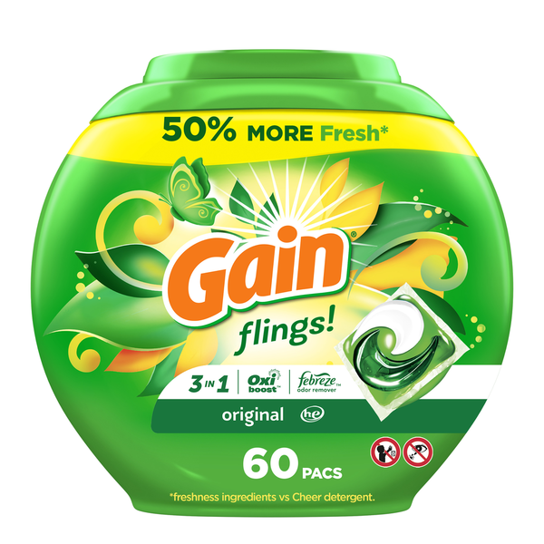 Laundry Gain Flings Laundry Detergent Soap Pacs, Original Scent hero