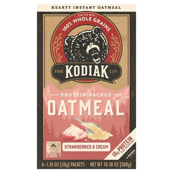 Hot Cereal & Pancake Mixes Kodiak Oatmeal, Strawberries & Cream, Protein-Packed hero