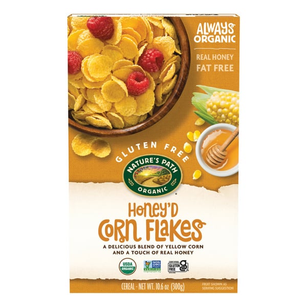 Cereal Nature's Path Organic Honey'd Corn Flakes Cereal Gluten Free hero