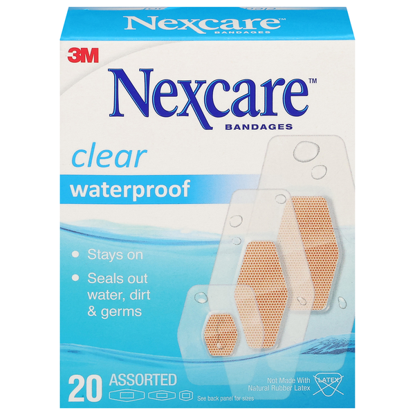 First Aid Nexcare Bandages, Clear, Waterproof hero