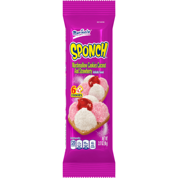 Cookies & Cakes Bimbo  Sponch, 6 count, Coconut and Strawberry Marshmallow Cookies hero