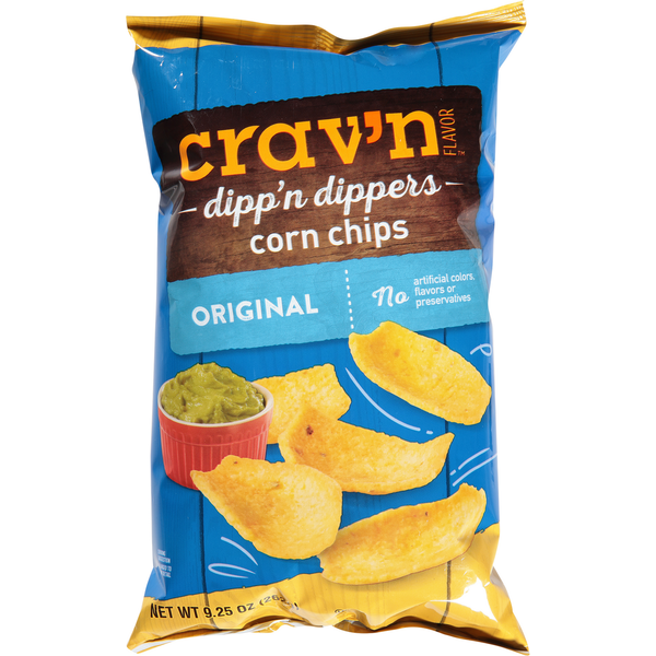 Chips & Pretzels Crav'n Flavor Corn Chips, Original, Dipp'n Dippers hero